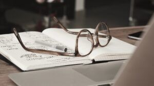 Glasses-notebook-and-laptop